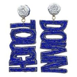 Football Earrings Touch‎ Down Blue Beaded Fashion Jewelry Dangle Drop New